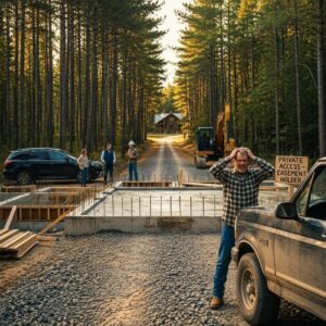 My New Neighbors Poured a Concrete Foundation Across My Only Driveway While I Was Away and Told Me to “Drive Through the Woods.” I Warned Them Once, Took Them to Court, and Fifteen Days Later I Returned With a Demolition Crew.